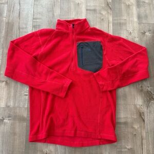 The North Face Polartec Fleece Pullover Quarter Zip Men Small Red‎ Zip Pocket